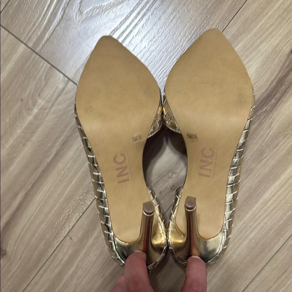 INC International Concepts Women's Gold Woven Heels